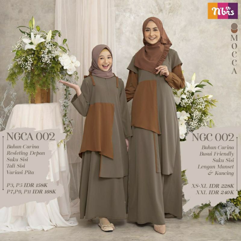 Ready Stok  Gamis Nibras NGC 002 & NGCA 002 || Couple Ibu dan Anak By Nibras