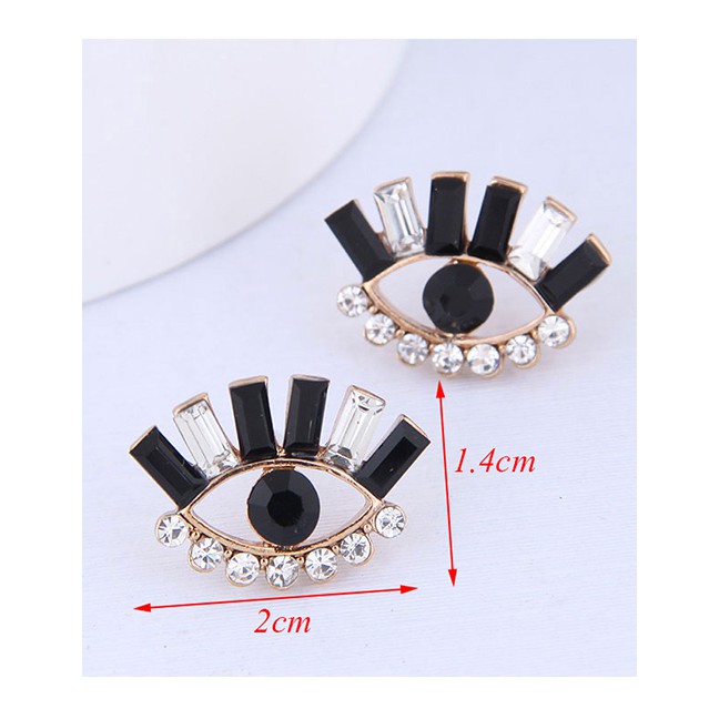 LRC Anting Tusuk Fashion Black And White 925 Silver Needle Eyebrow Earrings A58332