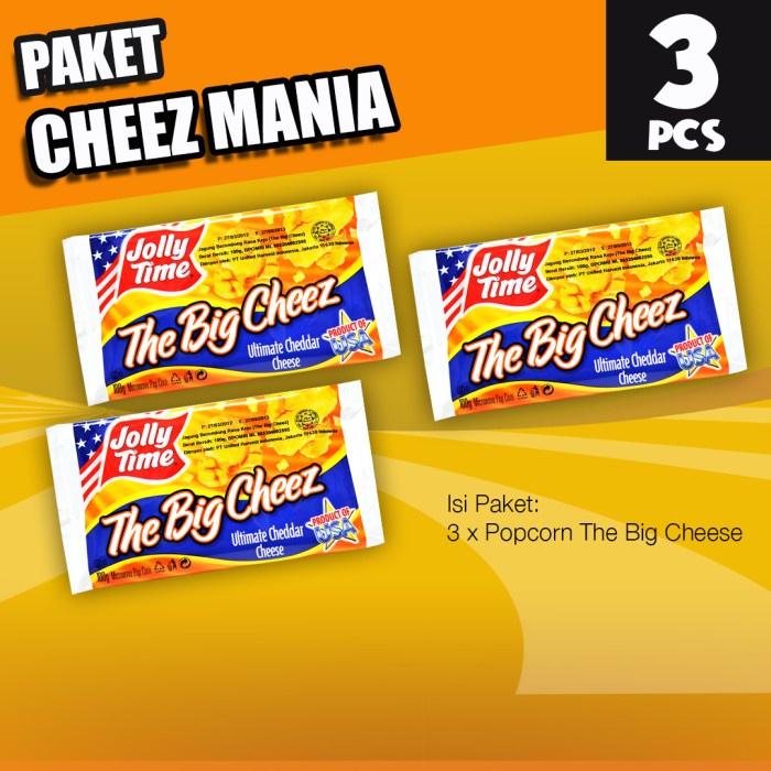 

INSTANT-CAMILAN- PAKET CHEEZ MANIA (3TBC) - JOLLY TIME MIRCOWAVE POPCORN -CAMILAN-INSTANT.