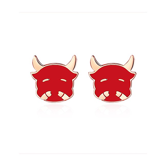 LRC Anting Tusuk Fashion Red Zodiac Calf Love Heart P85842