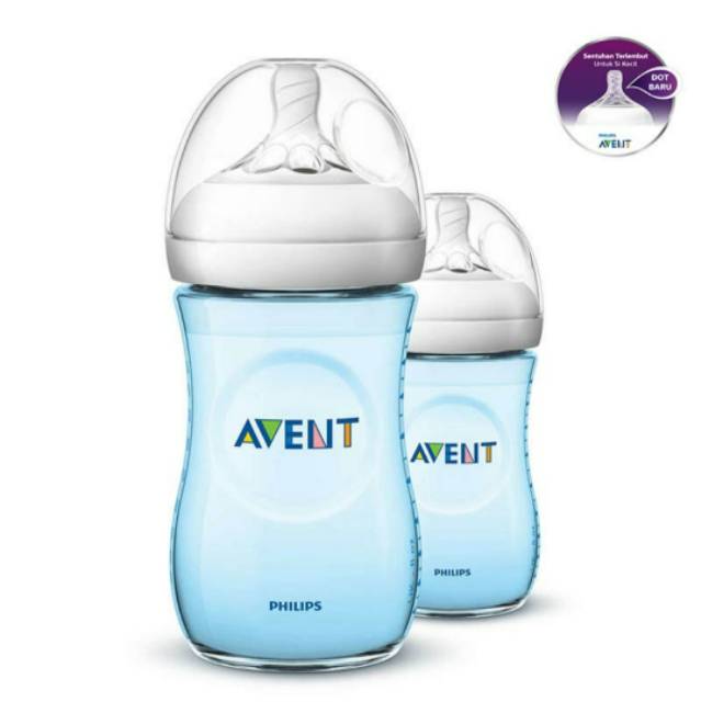 Botol Susu Bayi Philips Avent NATURAL 260 ml - 1pc Botol Tiger, Flamingo, Hippo, Bening, Biru