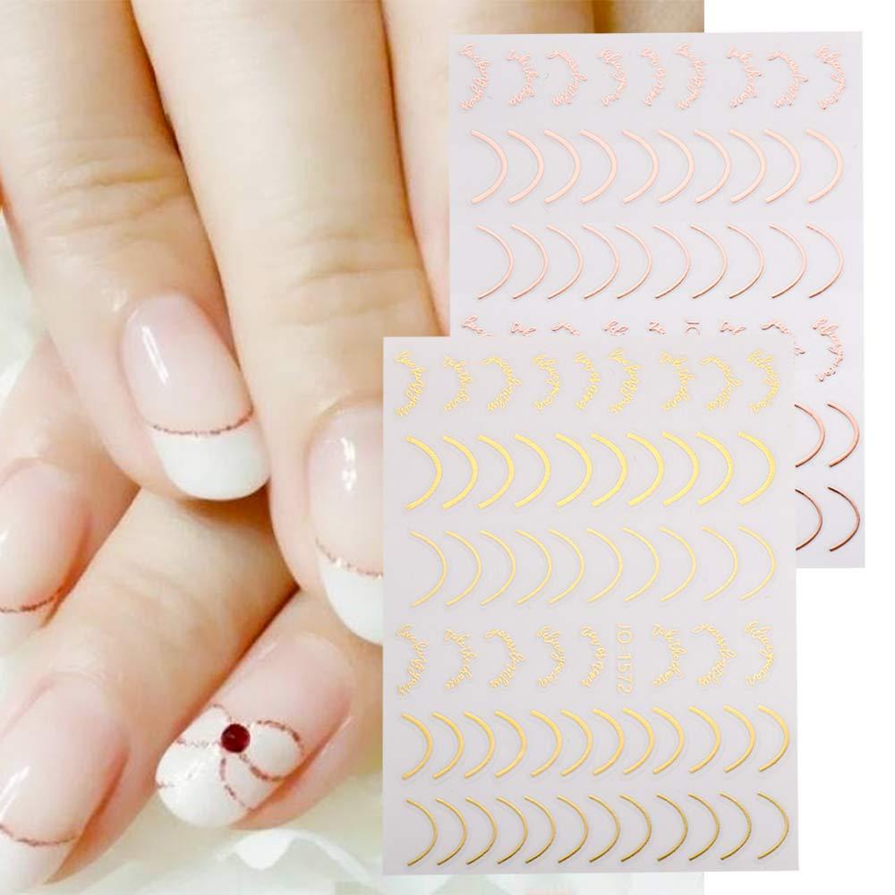 Mxbeauty 3D Stripe Lines Nail Stiker Emas Perak Perekat Diri Hologram laser Wanita Fluorescence DIY Dekorasi Nail Art Nail Art Striping Tape