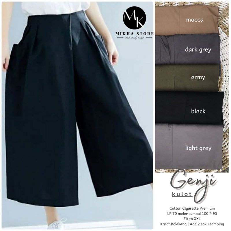 CELANA KULOT WANITA TERBARU GENJI KULOT BY MIKHA STORE / BEST SELLER / FIT TO XXL / KARET BELAKANG /