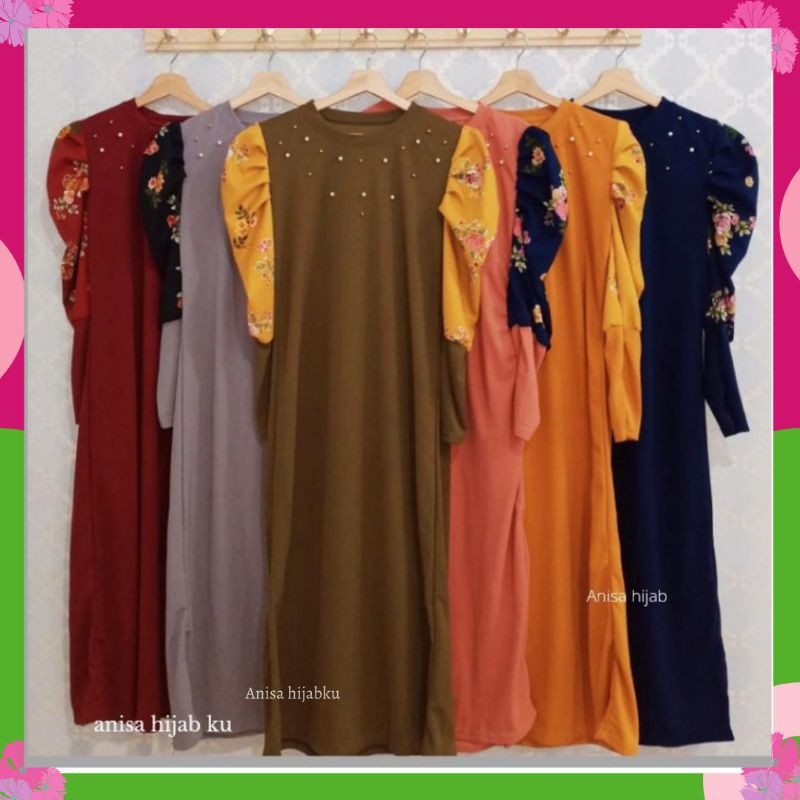 GAMIS WANITA LENGAN BALON°DRESS MUSLIM WANITA••GAMIS VOXY