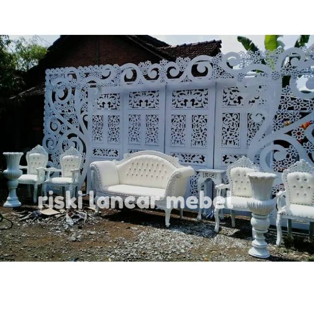 Kursi pelaminan manten set dekorasi pelaminan gebyok karet