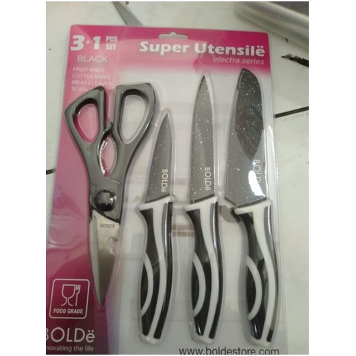 Pisau Set &amp; Gunting Super Utensile Electra Black series 4 pcs set