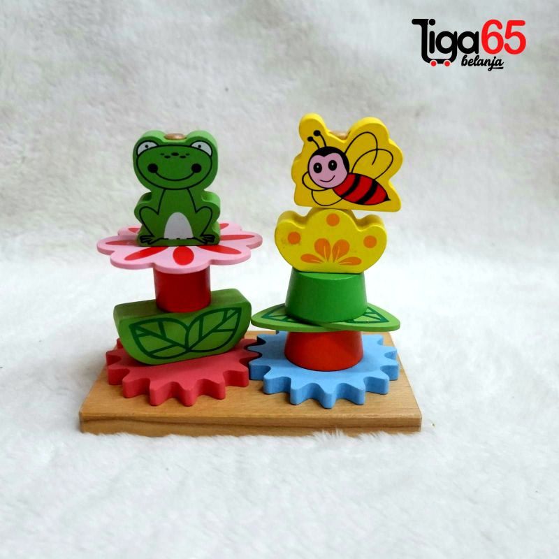 365 Mainan Edukasi / Mainan Kayu / Interest Animal Gear / Puzzle Kayu PZ313