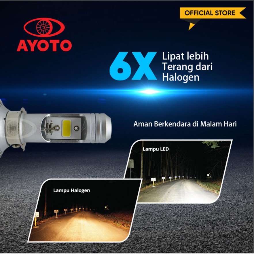 Lampu Motor LED AYOTO M1A Original H6 T19 HI LOW AC DC