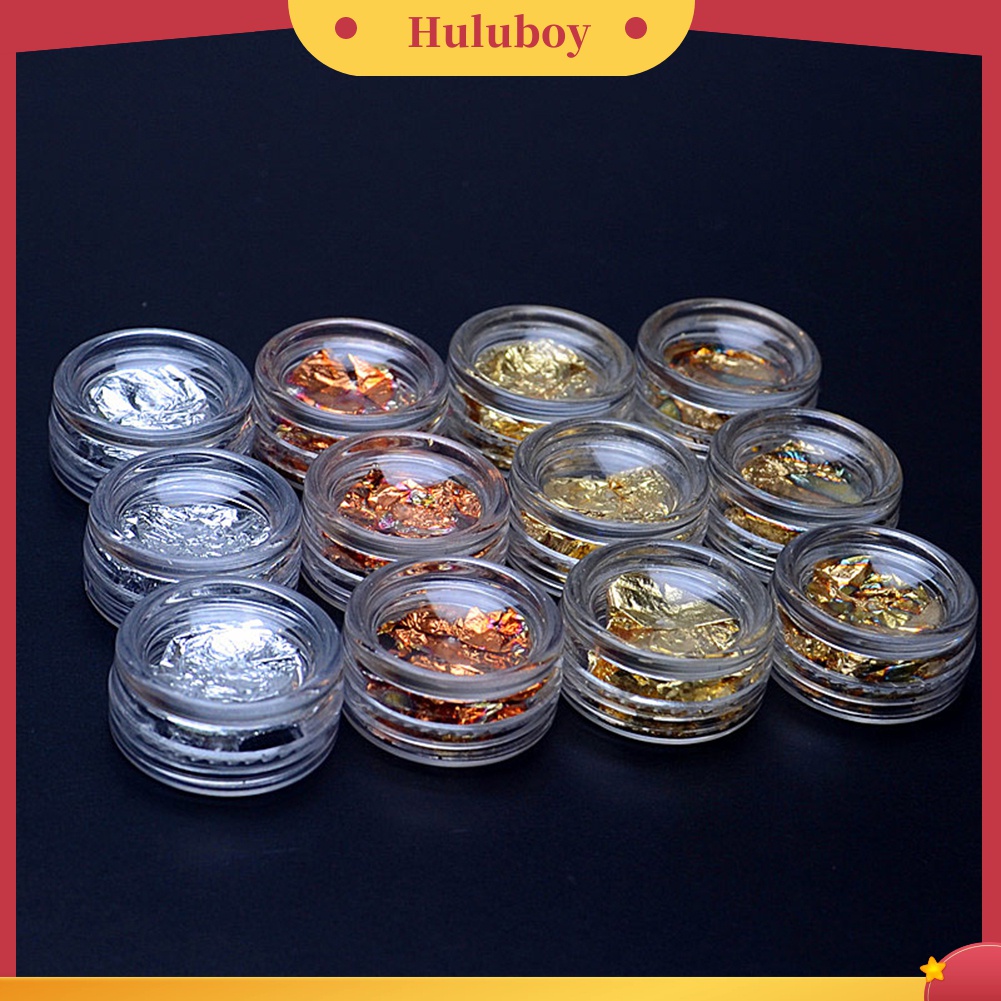 Huluboy Huluboy♡ Stiker Kuku Foil Glitter 4 Warna Untuk Dekorasi Nail Art DIY