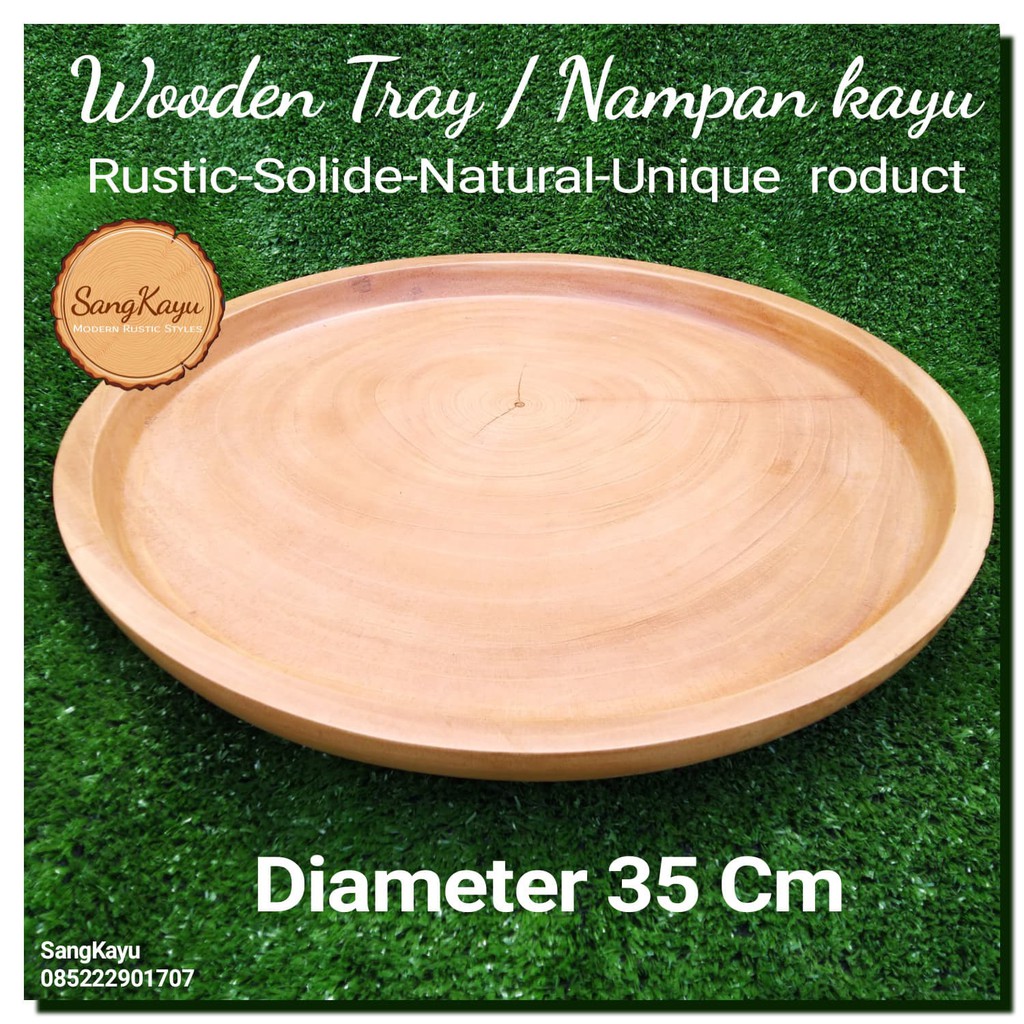 Wooden Tray D-35 Cm Wooden plate piring kayu nampan kayu nampan saji