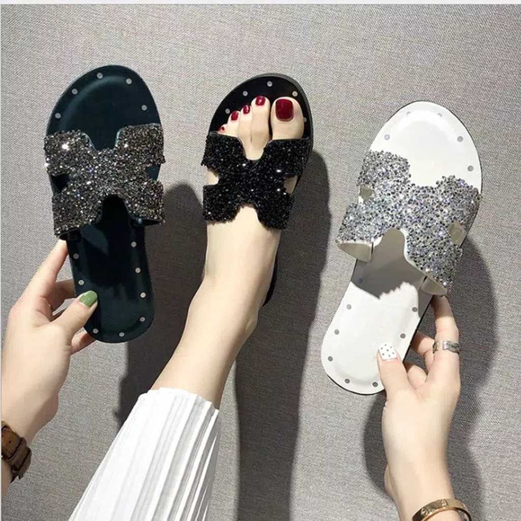Sandal Wanita SP17 Motif Manik-Manik Fashion Korea Import Real Pict AccFashionMurah