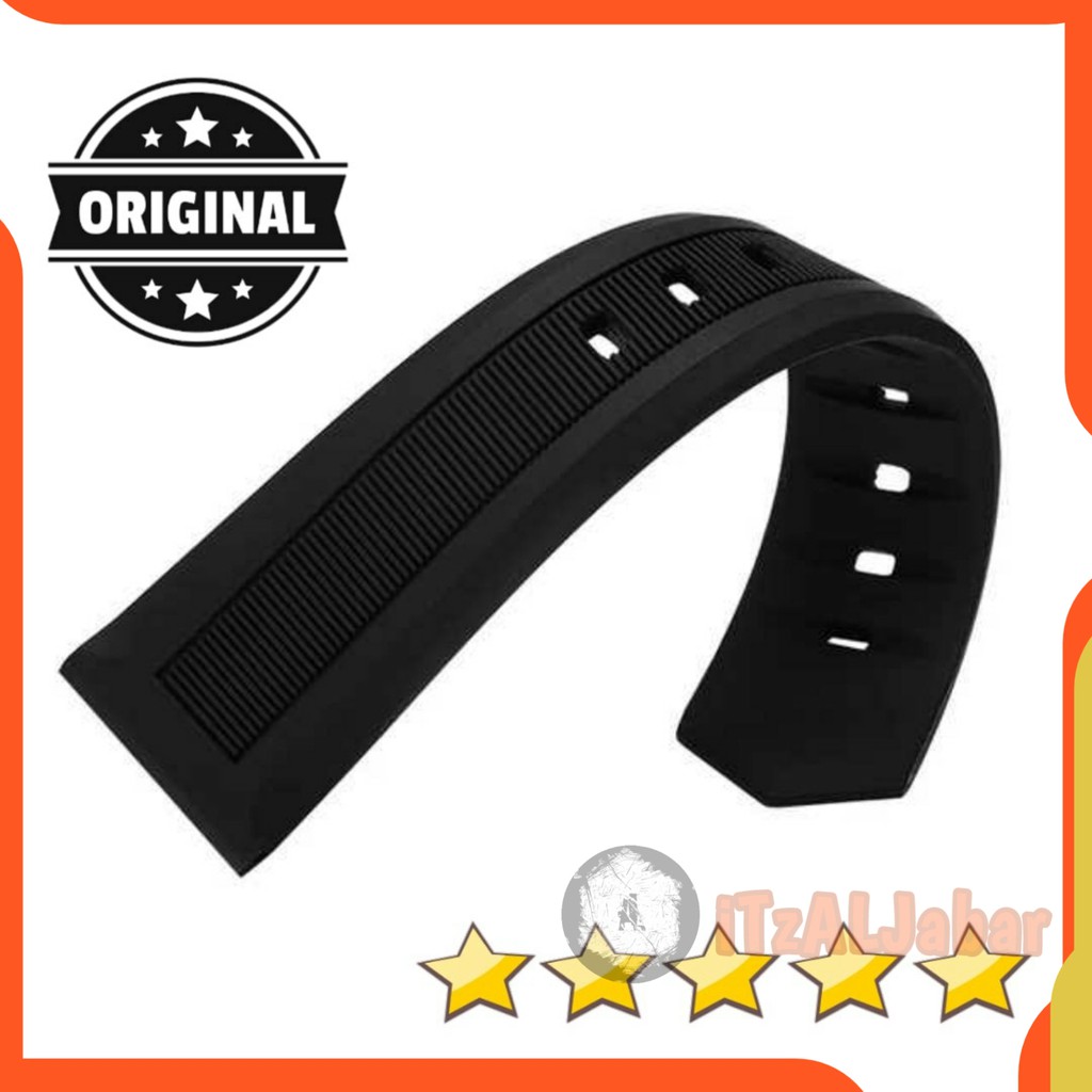 Tali jam tangan Karet Rubber silicone 20mm 22mm hitam TR-1002H