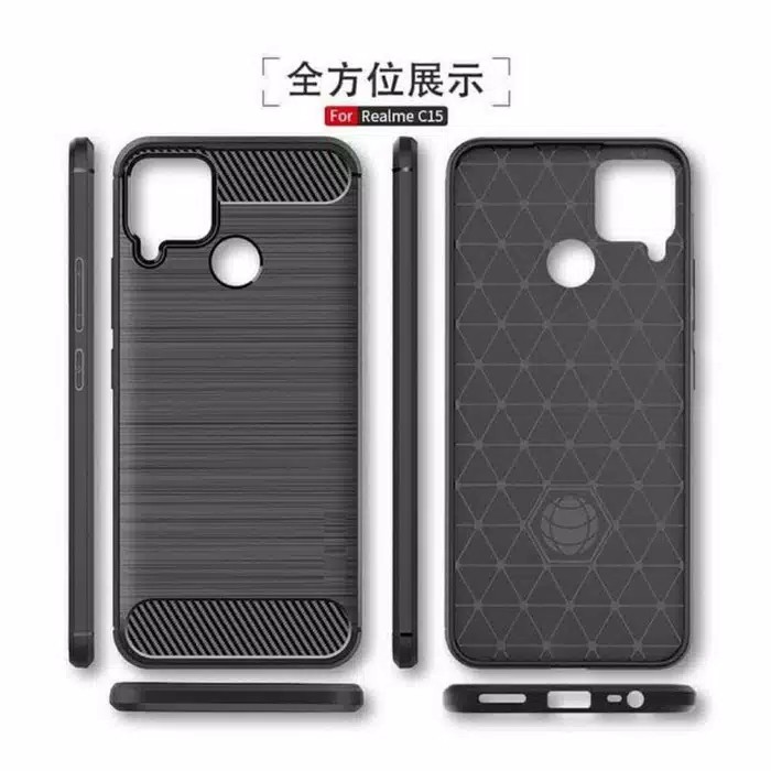 Silicone Carbon Fiber REALME C11 C12 C15 case cover casing