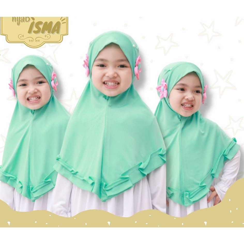 HIJAB ANAK UKURAN PAUD,TK,SD USIA 3,4,5,6 TAHUN MODEL TERBARU/HIJAB ISMA