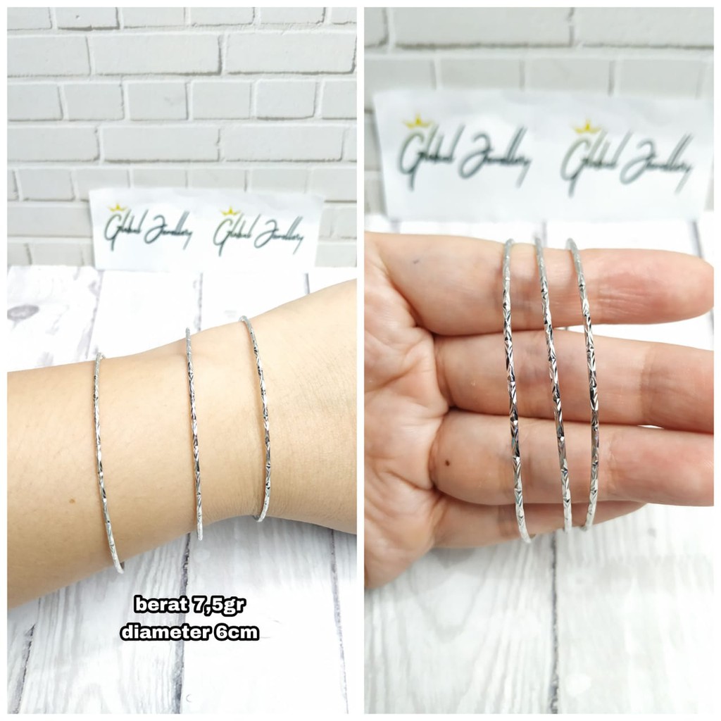 GELANG KERONCONG UKIR ISI 3 PERAK ASLI S925 GLOBAL JEWELLERY CI057