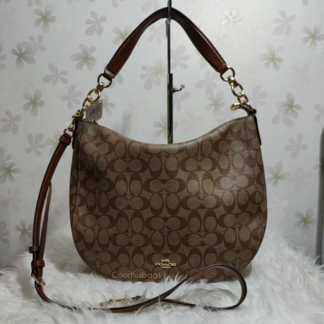 ORIGINAL Tas Coach Elle Hobo Bag Signature Saddle