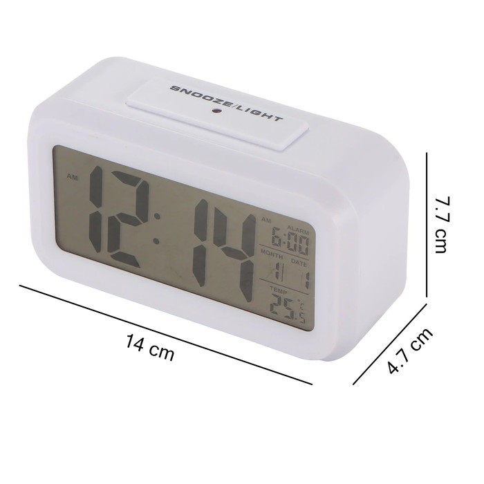 JAM MEJA WEKER SUHU LCD DIGITAL CLOCK ALARM TIME SNOOZE BACKLIGHT DESK