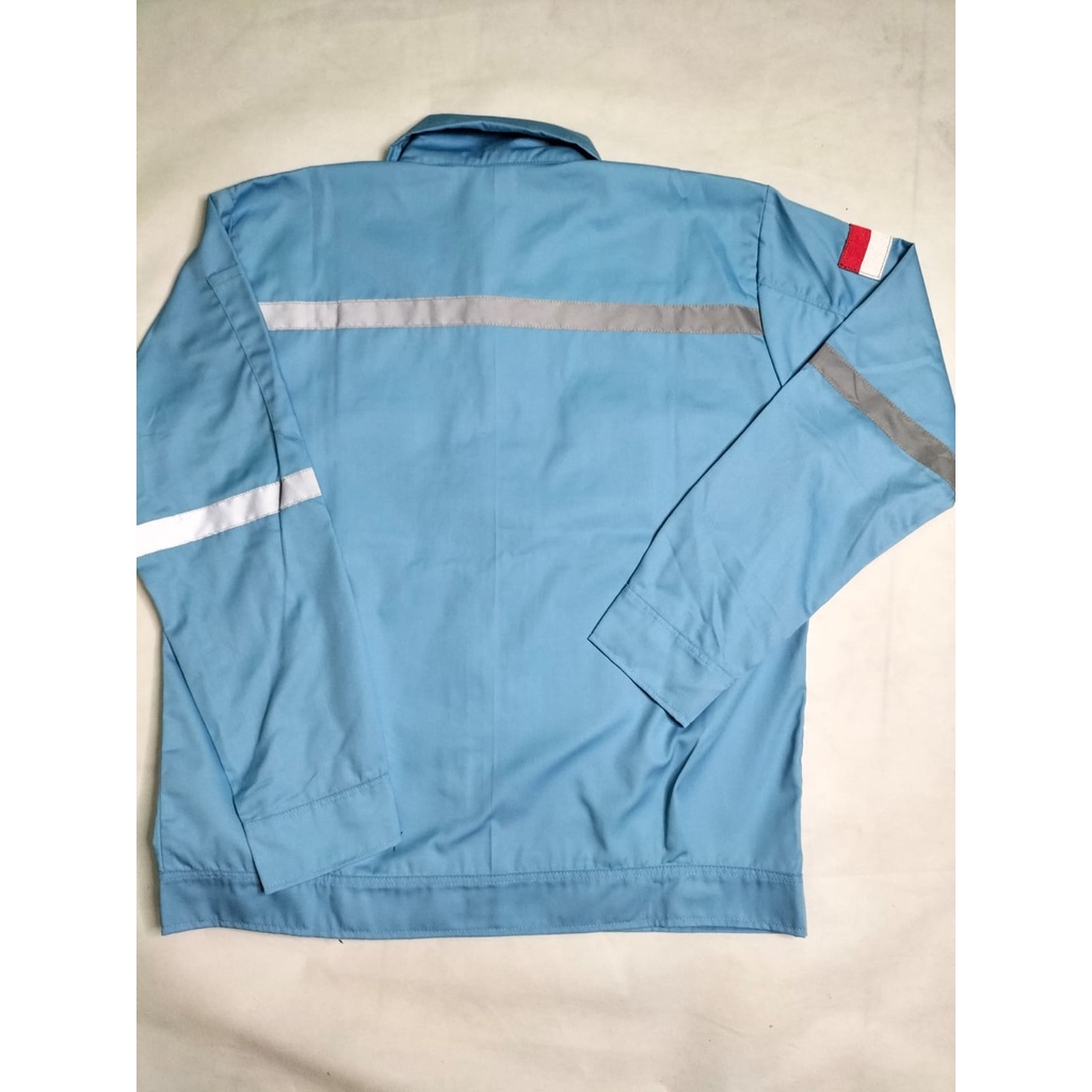 Kemeja Safety | Atasan Wearpack | Seragam Proyek Lengan Panjang Full Biru Langit