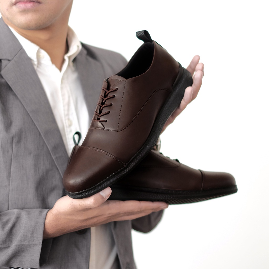 OXFORD 3.0 BROWN (Kulit Asli) - Sepatu Formal Pria Pantofel Pria Kulit Asli Casual Kerja Kantor Kuliah Pantopel Hitam Tali Kasual Original