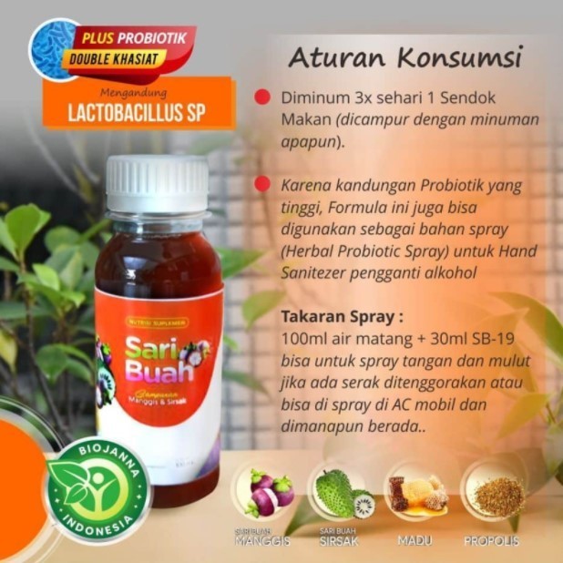 Sari Buah Probiotik Suplemen Nutrisi Ekstrak Buah Manggis Dan Sirsak