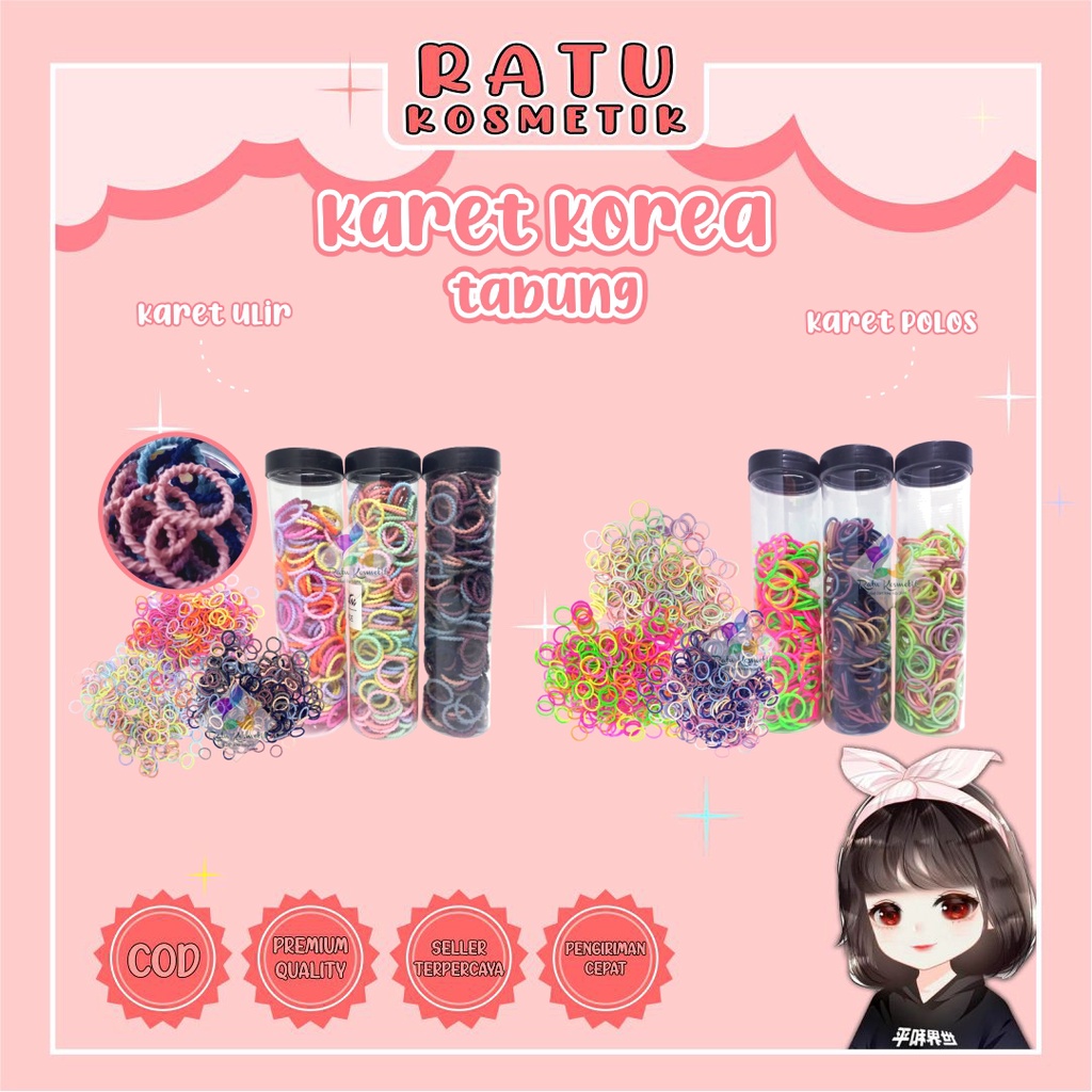 ❤ RATU ❤ Karet Ikat Rambut Wanita Korean Style Tabung | Kuncit Rambut Korea Pastel | Kuncir Nude Murah