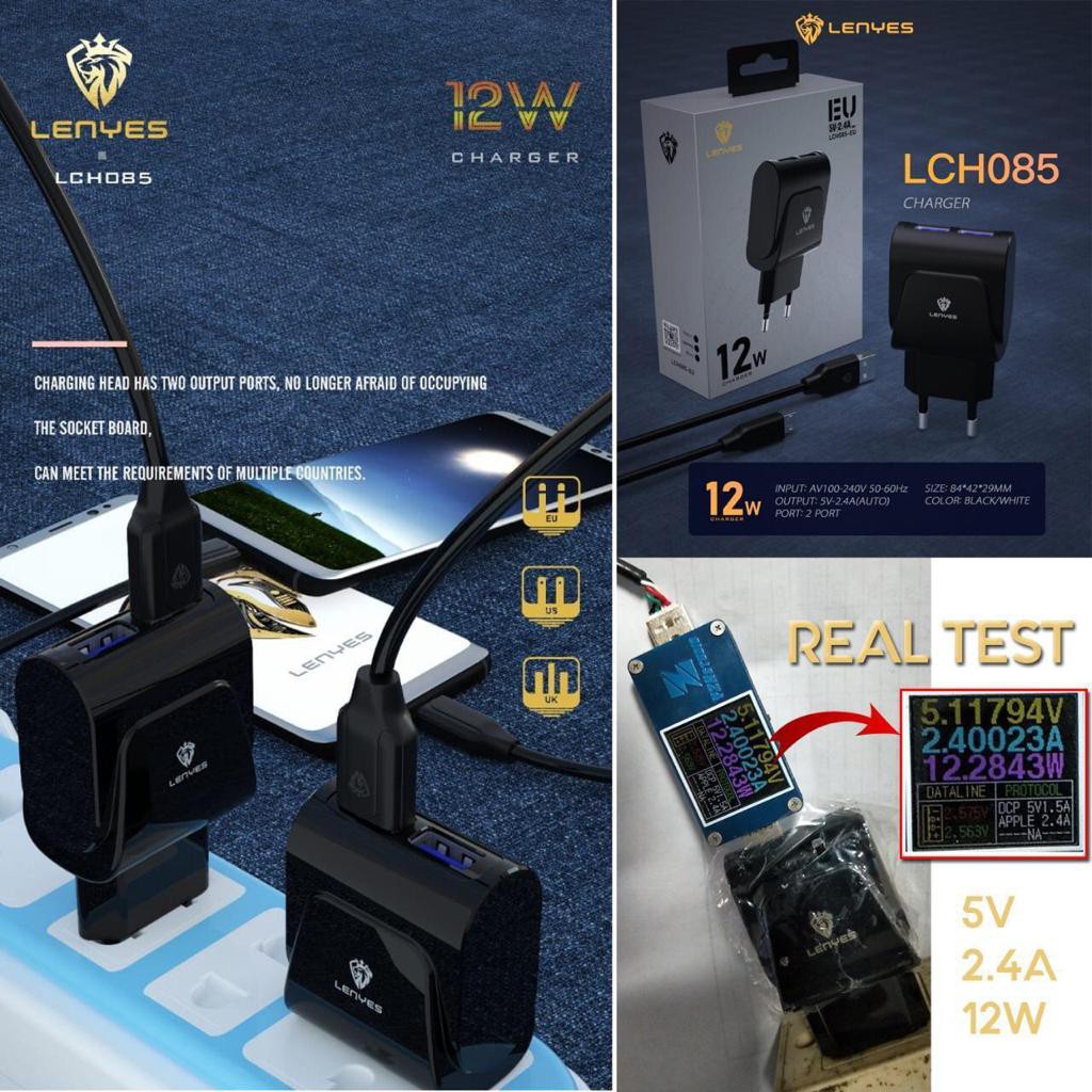 TRAVEL Charger Lenyes Original Lenyes LCH-085 2 USB - Charger Lenyes 12w
