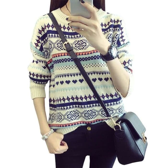 Baju Korea Youlande Sweater Wanita Musim Gugur Dan Musim Dingin Ditambah Beludru Teba HH218 [Sweate