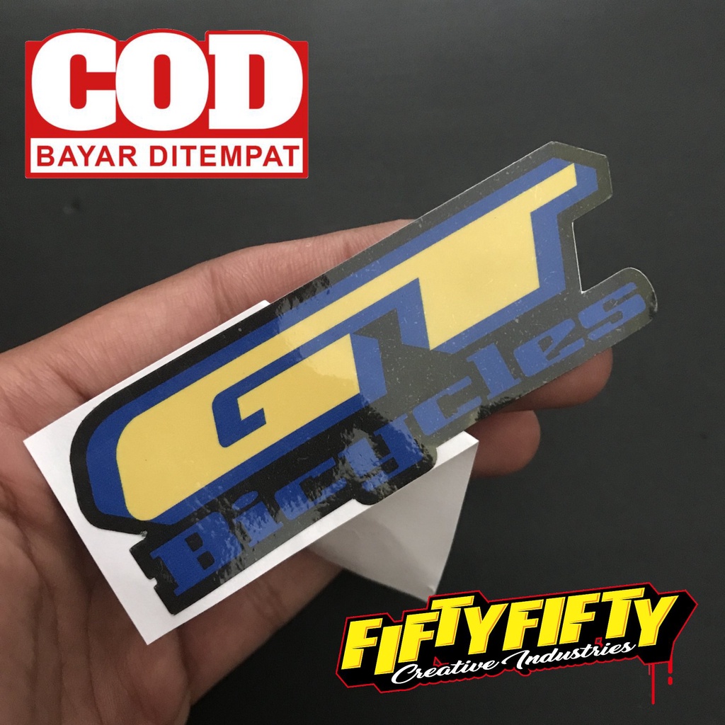 Stiker Print Cut GT BICYCLES Stiker Printing Laminasi Glossy Stiker Motor Mobil Helm Sudah Membentuk Pola Desain