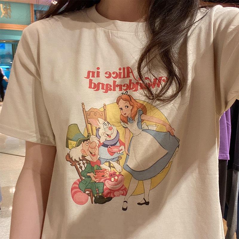 Overtee Tshirt Oversize Wanita Motif Alice in Wonderland