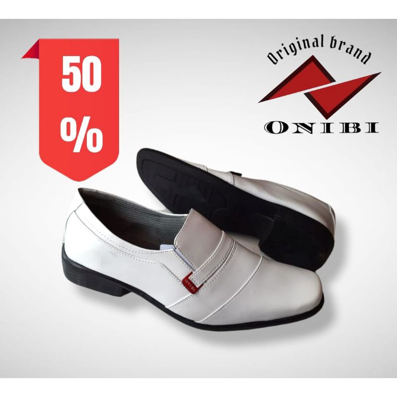 ONIBI Sepatu Pria Onibi Pantofel 02 Motiv garis Warna Putih