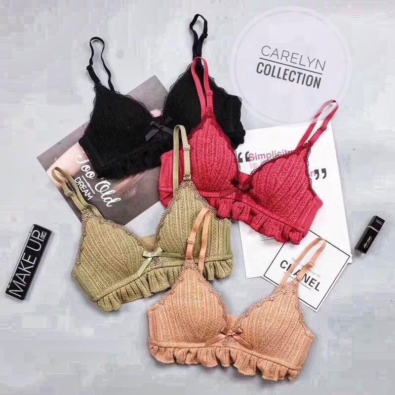 (READY STOCK) Bra Set + CD MOLALA / Bra + Cd Tanpa Kawat Pakaian dalam wanita 32-38AB