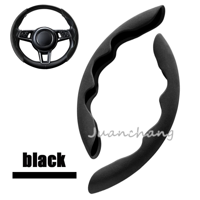 1pasang Sarung Setir Mobil Suede Handle Anti-Slip Protection Cover Winter Sarung Mewah Tidak Terlihat Kotor Coklat Hitam Universal Aksesoris Dekoratif