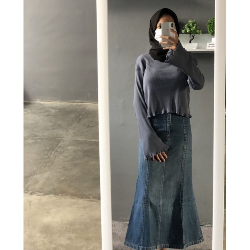 BLOUSE CROP - TOP BLOUSE KOREA - TOP BLOUSE TEROMPET KRIWIL