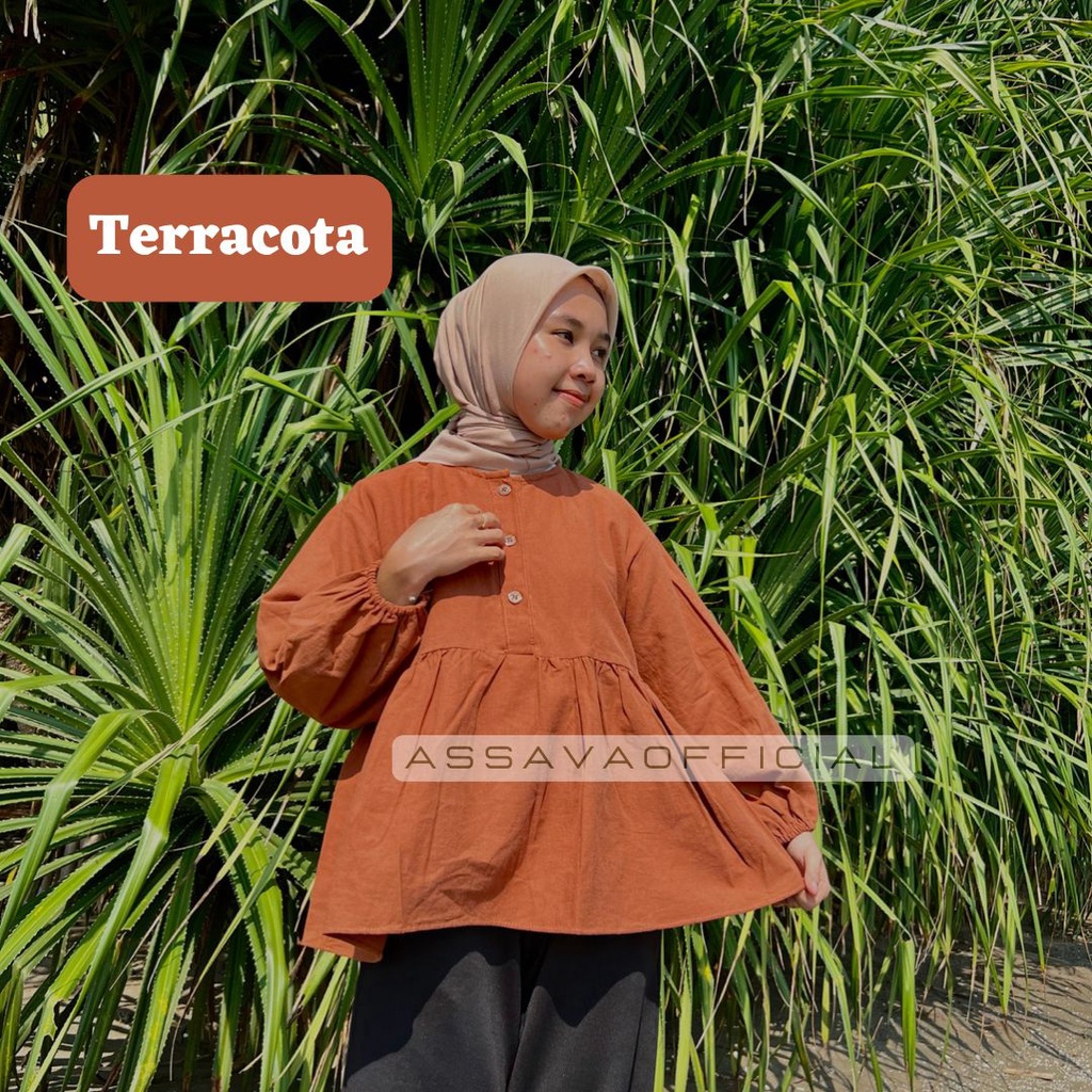 ALENSA BLOUSE ATASAN WANITA CASUAL - BLOUSE LINEN ATASAN WANITA - BLOUSE WANITA - ATASAN LINEN WANITA KEKINIAN - LINEN BLOUSE