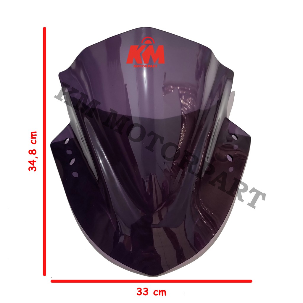 Visor Windshield Ninja 250 Fi Jenong Tinggi 35cm Bonus 4 Baut - Hitam dan Bening Visor Variasi Ninja