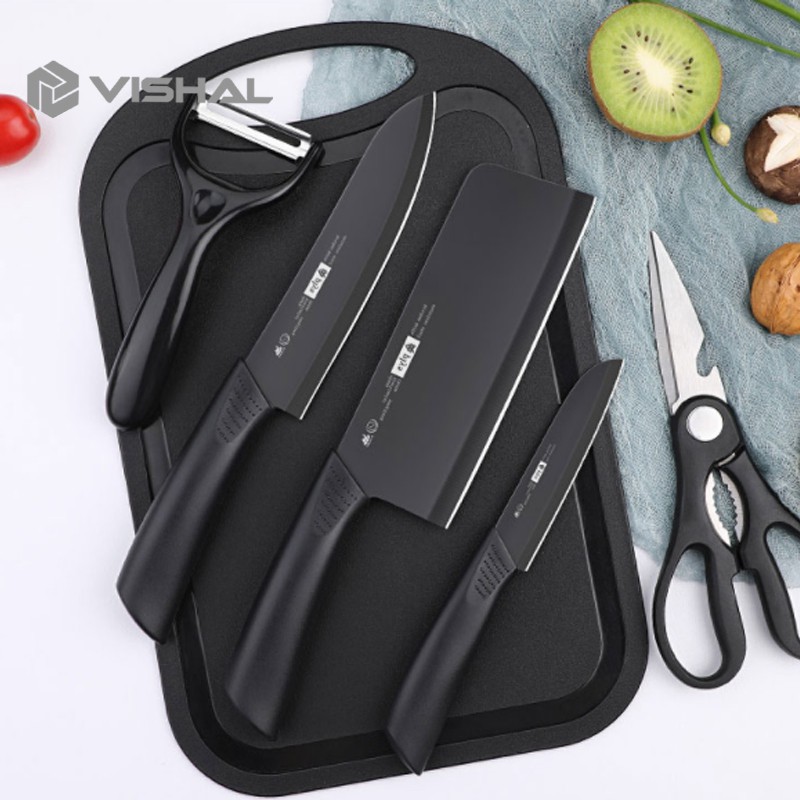 VISHAL PISAU SET 7 IN 1 KITCHEN KNIFE SET/Pisau Dapur Set Talenan Premium Poenscae Pisau Keramik RH