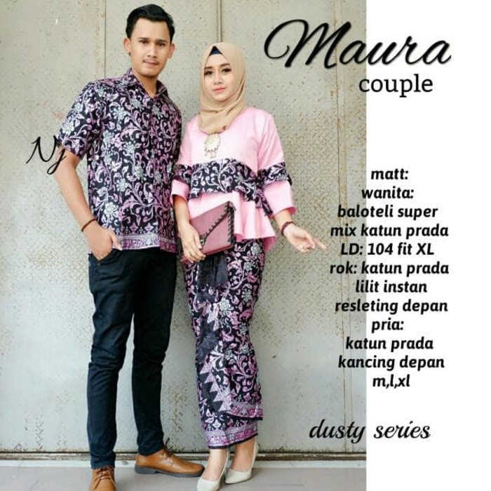 Sarimbit Couple Batik modern Maura  - Warna Ungu, Pink, Kuning, Biru, Tosca - M L XL