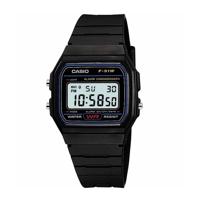 Jam Casio digital jam tangan pria dan wanita Casio F91W Black