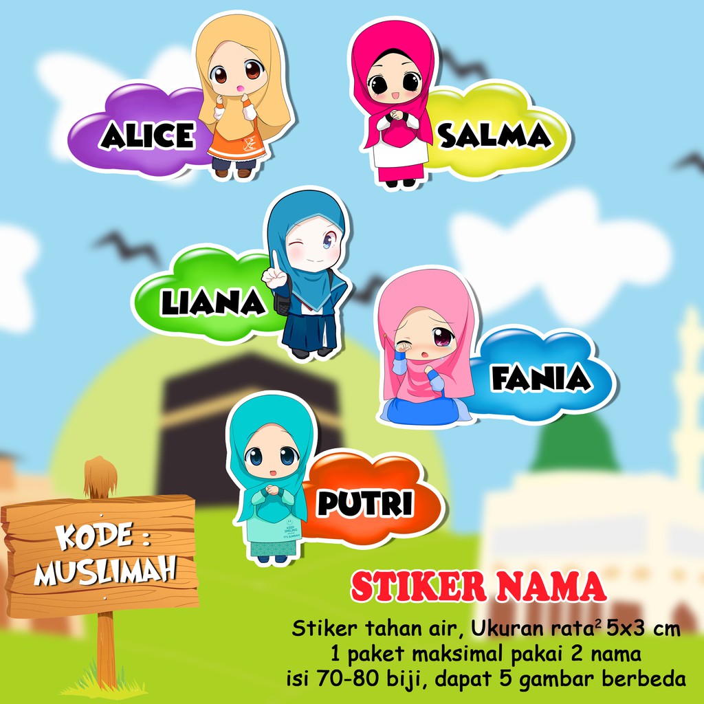 Stiker Kartun Muslimah Lucu