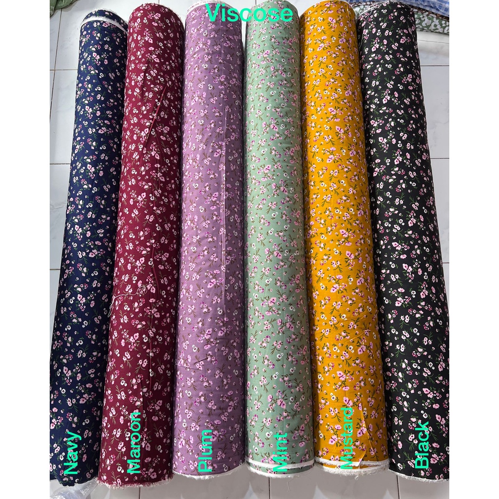 BISA COD // ECER KAIN METERAN // HARGA PER 0,5M // RAYON VISCOSE // MOTIF POLKADOT DAISY ZEBRA BUNGA