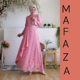  Gamis  Mafaza Brokat  TilLe Bordir Maxi Dress Lebaran Brukat 