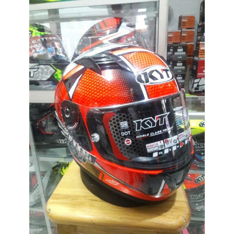 Helm Full Face KYT R10 MOTIF ANDI GILANG REPLICA RED FLOU