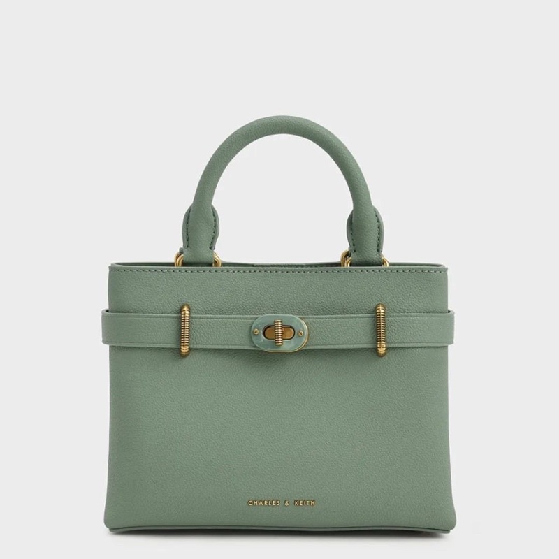 Croc-Effect Turn-Lock Tote Bag