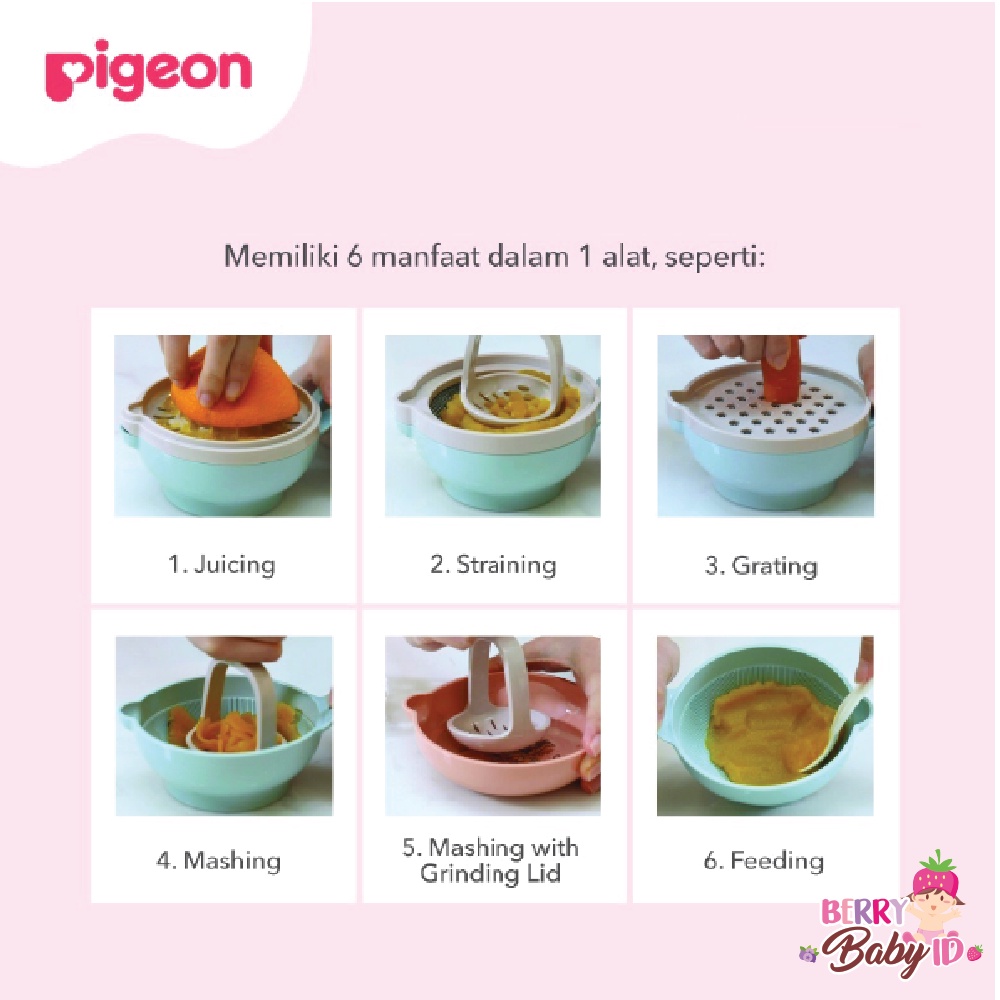 Pigeon Home Baby Food Maker Set Masher Bowl Grinder Pengolah MPASI Berry Mart