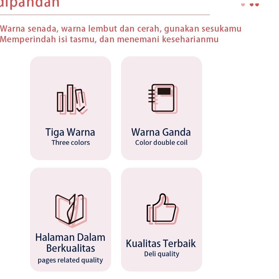 

ル Deli Spiral Buku Agenda / Planner Diary Book A5 60 lembar kertas 3 Warna, Tali Karet Pengait 24200 Trendy