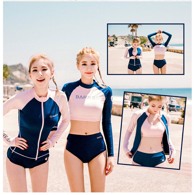 Setelan Baju Renang Wanita UV Protection Bikini Set 3pcs Baju Renang Korea Bikini Set Rere Barrel Sw