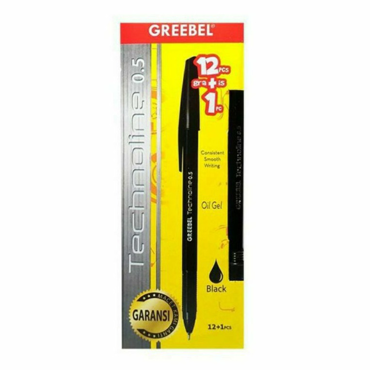 

GREEBEL - Pulpen/Ballpoint Tecnoline 0.50mm Black Ink (12+1 pcs)
