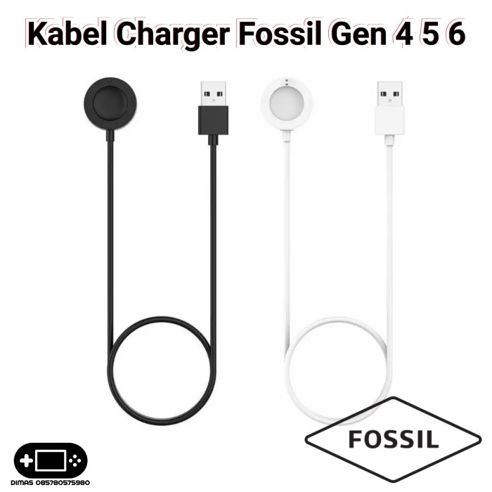 Kabel USB Charger FOSSIL GEN 4 5 Smartwatch Charging - Putih