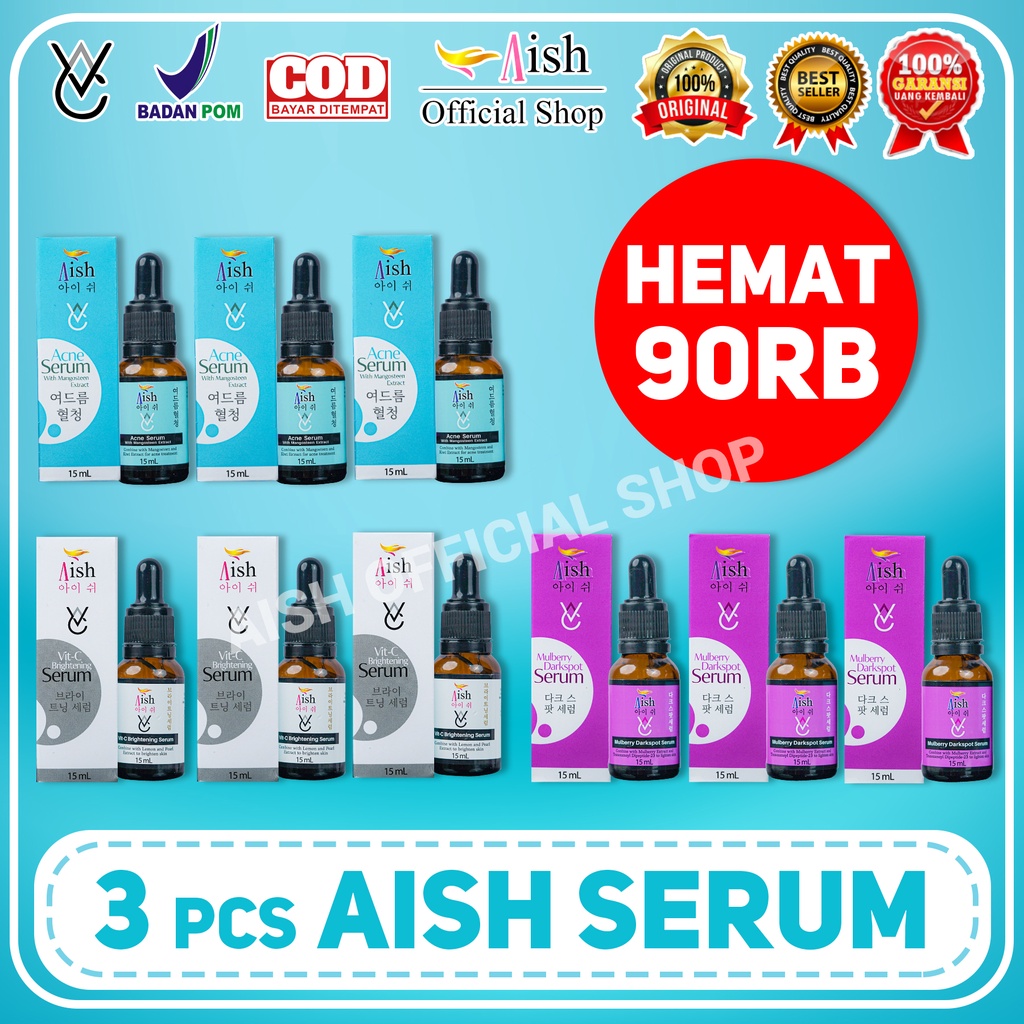Paket Aish Serum Acne / Brightening / Darkspot Serum Korea Original Serum Wajah Skincare Aman BPOM G
