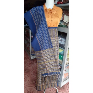 TERBARU SONGKET MOTIF ULOS RAGI HOTANG BIRU SONGKET TANPA SAMBUNGAN TENUN ATBM BALIGE MANDAR BIRU SO